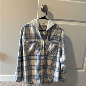 Wallflower Juniors Flannel Hooded Shacket